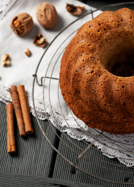 istock Homemade ring cake with walnuts, apples, cinnamon. 499889714