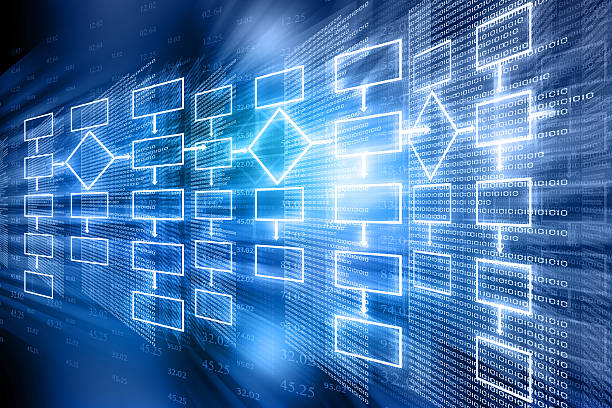 gráfico de fluxo de fundo - computer language solution algorithm diagram imagens e fotografias de stock