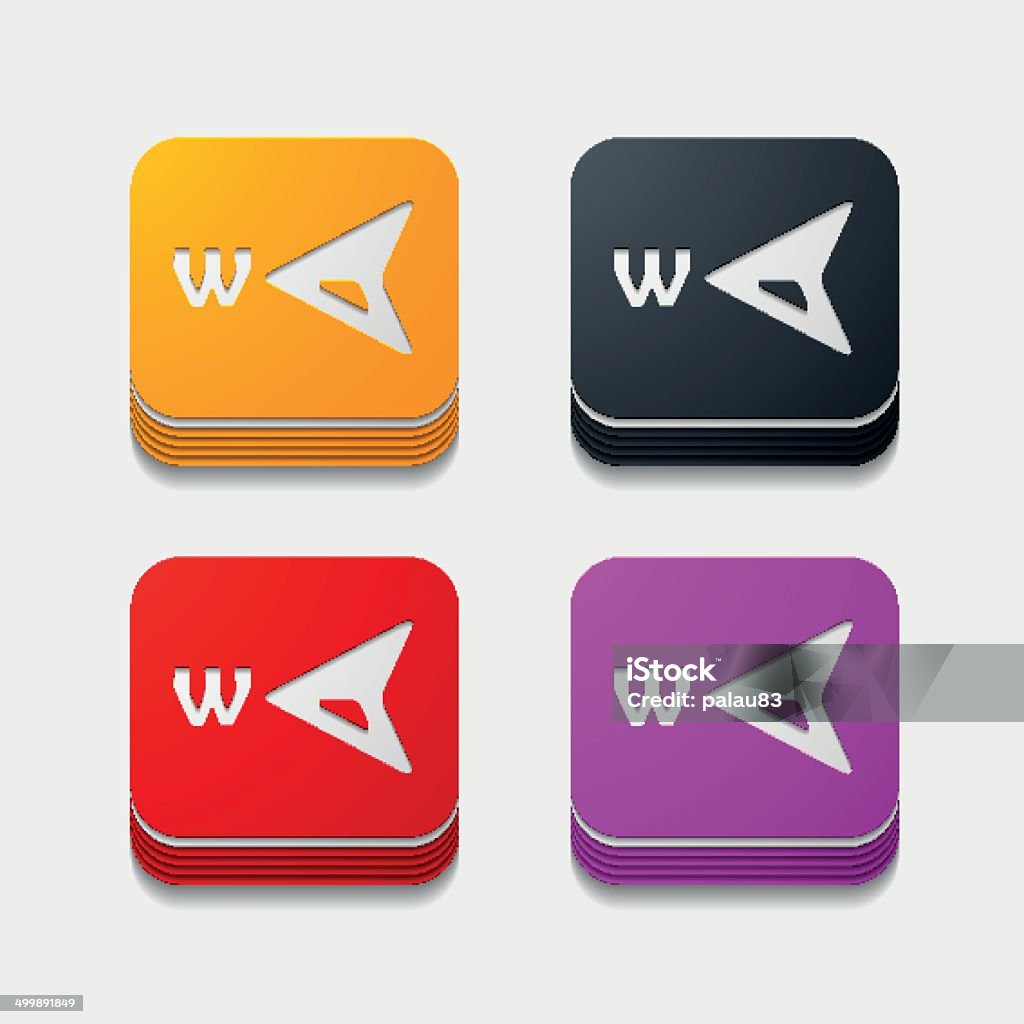 Button Compass Drawing Square Button Compass Stock Illustration - Download Image Now - Azimuth ...