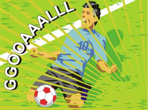 Vector illustration of Soccer player screaming goal