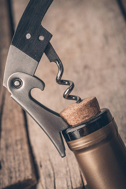 istock Corkscrew and bottle of wine 499899918