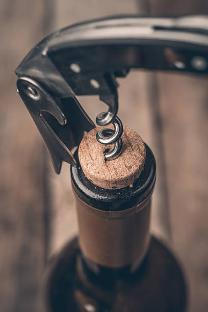 istock Cork screw and wine bottle 499900242