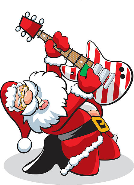 50+ Santa With Rock Guitar Stock Illustrations, Royalty-Free