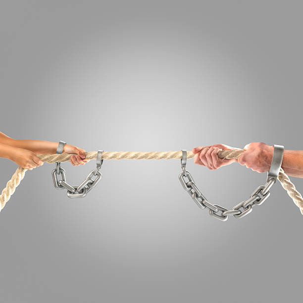 istock Hands of people pulling the rope.Competition concept 499902182