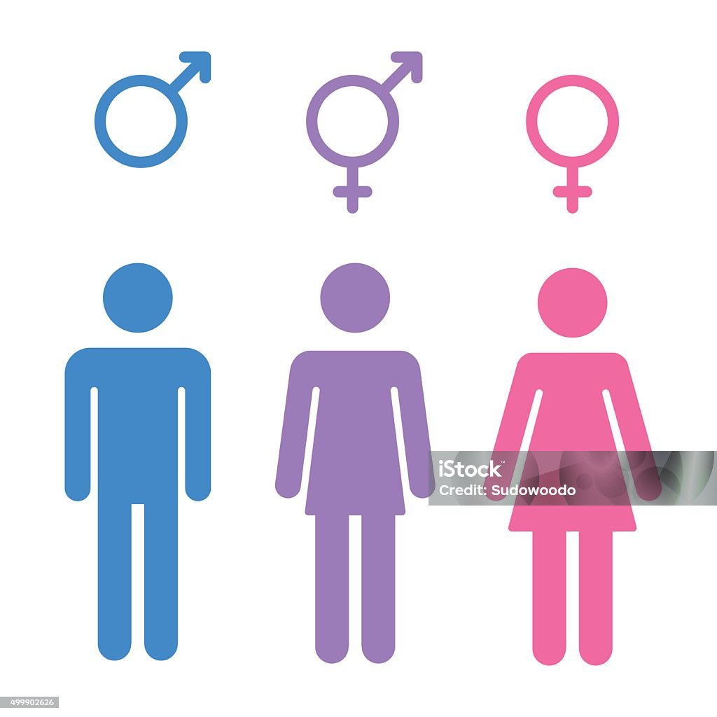 Gender symbols set Set of gender symbols with stylized silhouettes: male, female and unisex or transgender. Isolated vector illustration. Icon Symbol stock vector