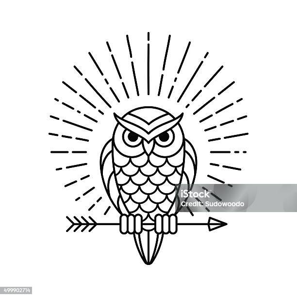 Owl Line Icon Stock Illustration - Download Image Now - Owl, Illustration, Halo - Symbol