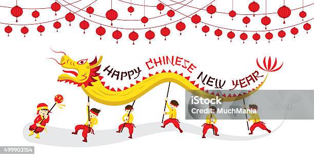 Chinese New Year Dragon Dancing Stock Illustration - Download Image Now - 2015, Asia, Backgrounds