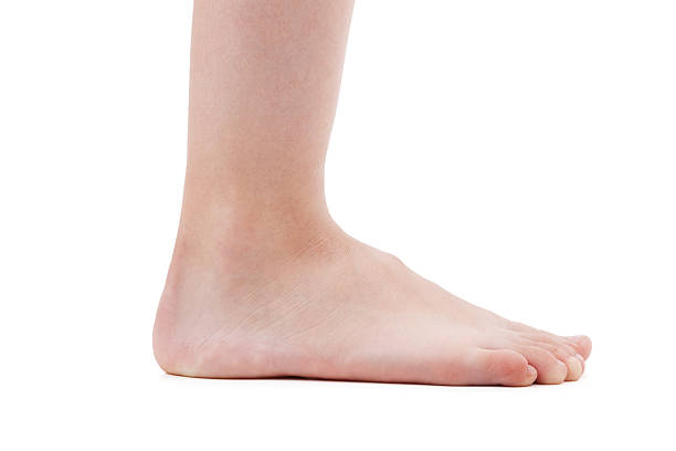 Foot of man on a white background