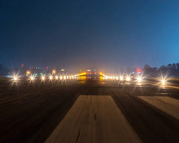 Photo of Landing lights at night closeup