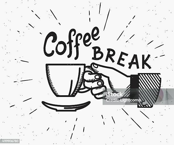 Retro Coffee Break Crafted Illustration Stock Illustration - Download Image Now - Coffee Break, Retro Style, Typescript