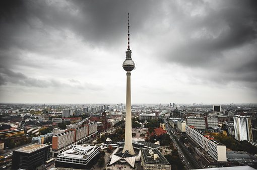 Aerial view of Berlin with Alexanderplatz tv tower - Germany