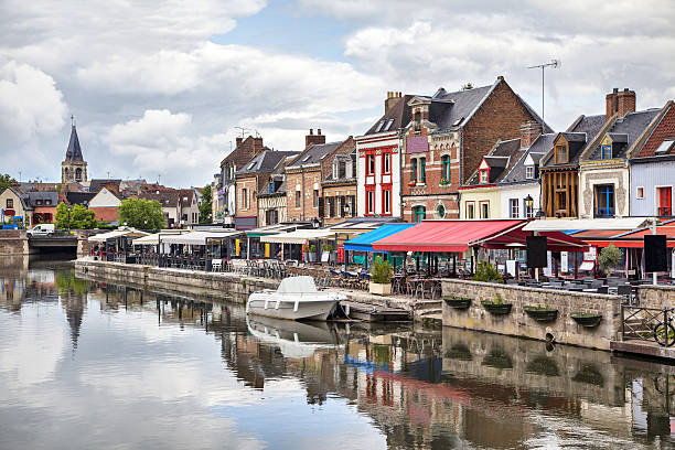Belu embankment in Amiens, France stock photo