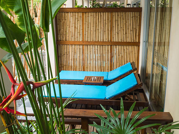 istock Beach chairs in tropical resort 499909725