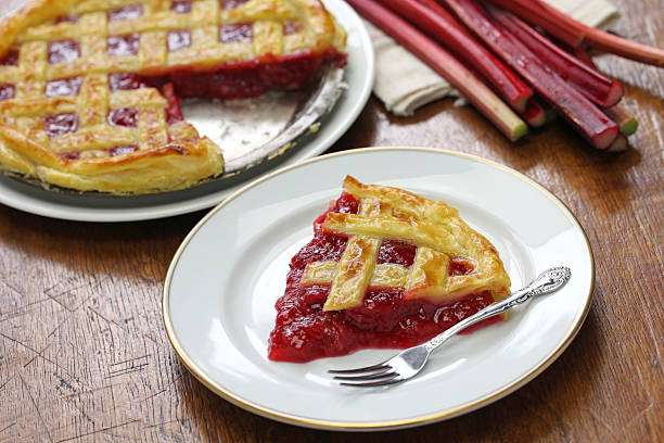 homemade rhubarb pie, horizontal position