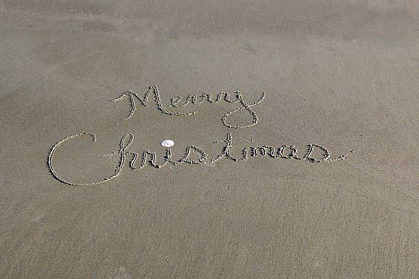 Merry Christmas in the Sand stock photo