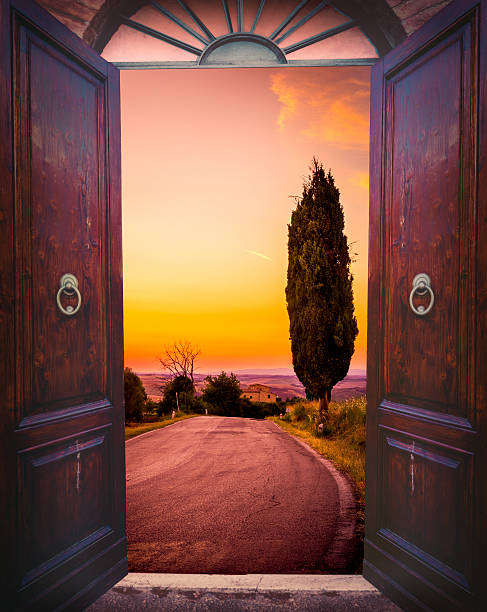 Open door and landscape