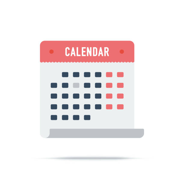 Vector Icon of Calendar Vector illustration of calendar, meeting, scheduling. Flat style icon isolated on white background. holiday calendars stock illustrations