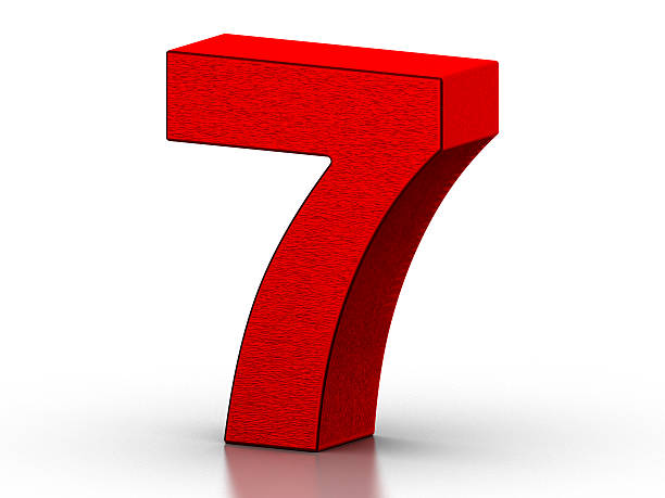 istock Red number seven on white reflective background 499934200