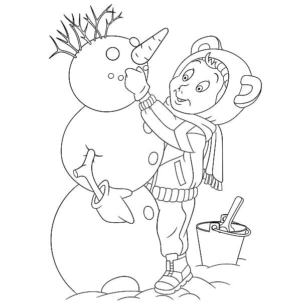 cute cartoon snowman ребенка и - happy new year stock illustrations