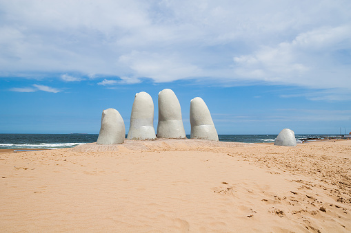 Hand sculpture, a symbol of Punta del Este, Uruguay