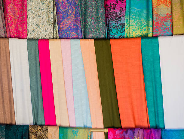 istock background of handmade Silk Scarves 499955814