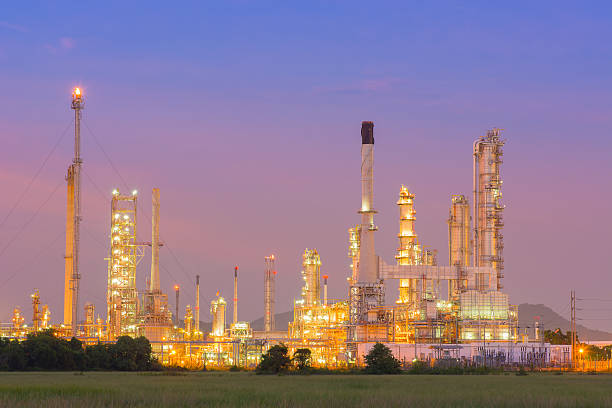 istock Twilight of refinery plant. 499956694