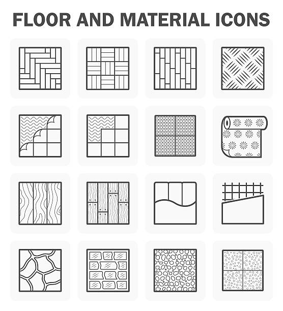 Floor icons Floor and material icons. concrete patterns stock illustrations