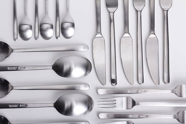 istock Cutlery set with Fork, Knife and Spoon on white background 499975672