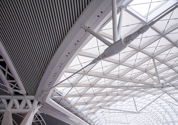 Large steel roof construction stock photo