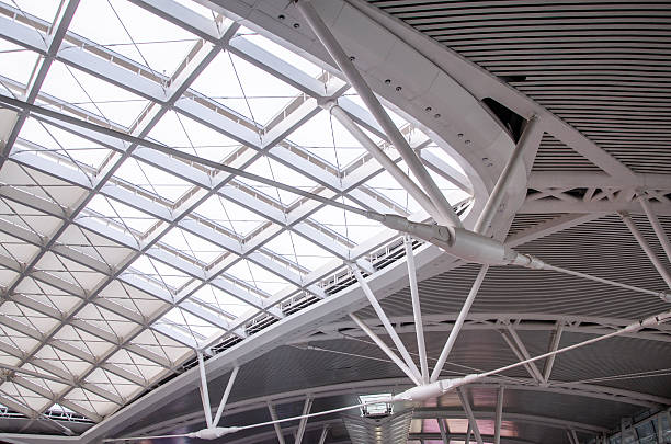 istock Large steel roof construction 499977609