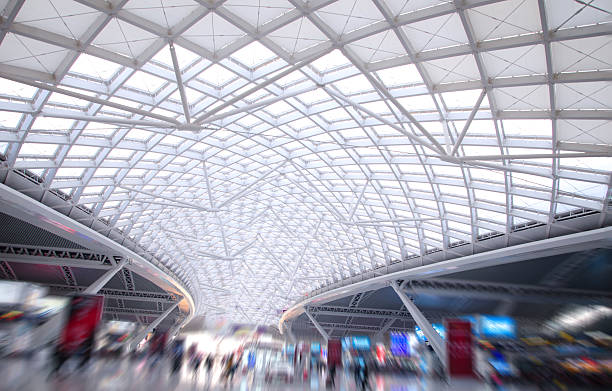 Large steel roof construction stock photo