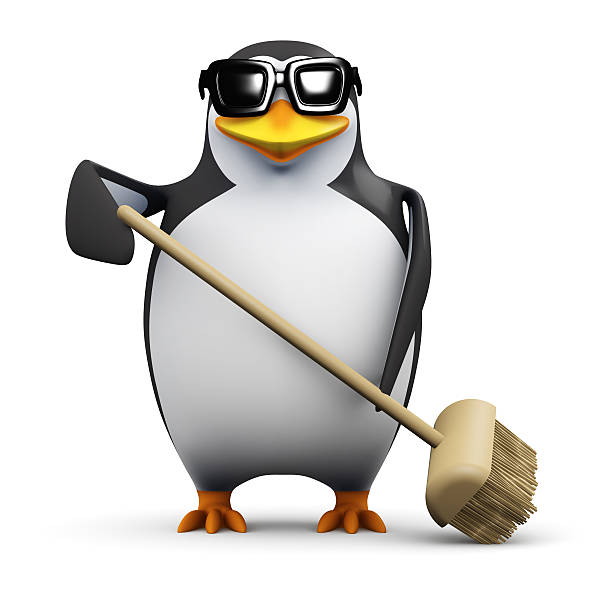 istock 3d Penguin tidies up 499978659