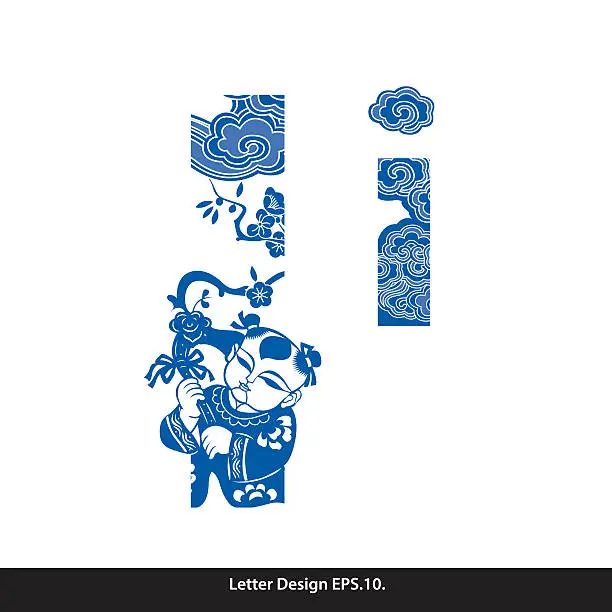 Vector illustration of Vector of Oriental style alphabet tape I. Traditional Chinese