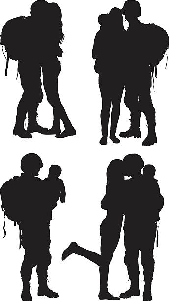 Army couple bonding with their baby Army couple bonding with their babyhttp://www.twodozendesign.info/i/1.png military family stock illustrations