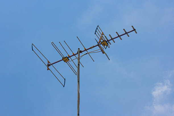 istock analog antenna for TV on blue sky 500000253