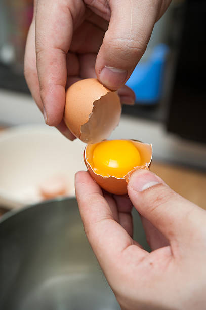 istock cracking eggs and seperate yolk from albumen 500002029