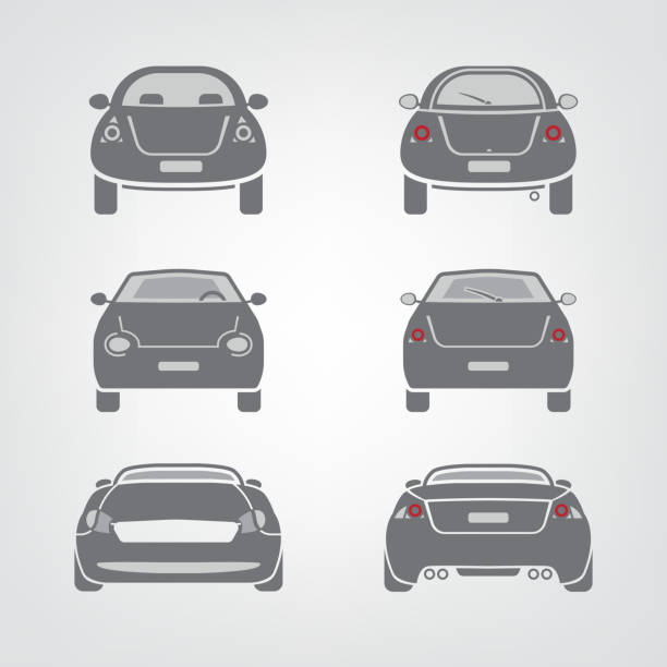 векторные значки автомобилей - car rear view behind car trunk stock illustrations