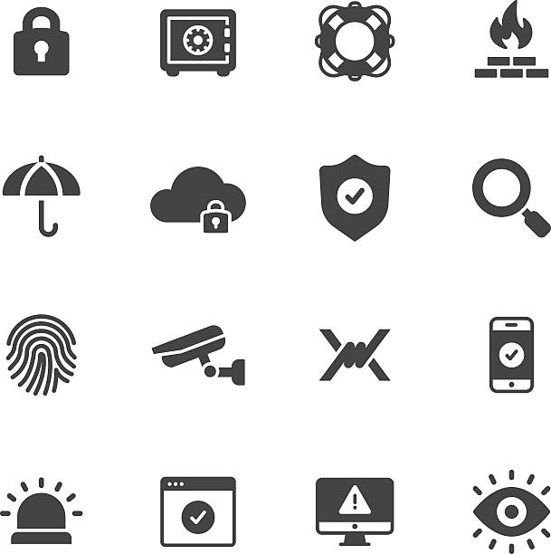 Protection and Security Icons Protection, safety and security icons security staff stock illustrations