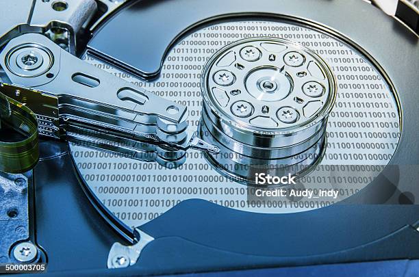 Hard Disk With Binary Stock Photo - Download Image Now - Computer, Computer Software, Data