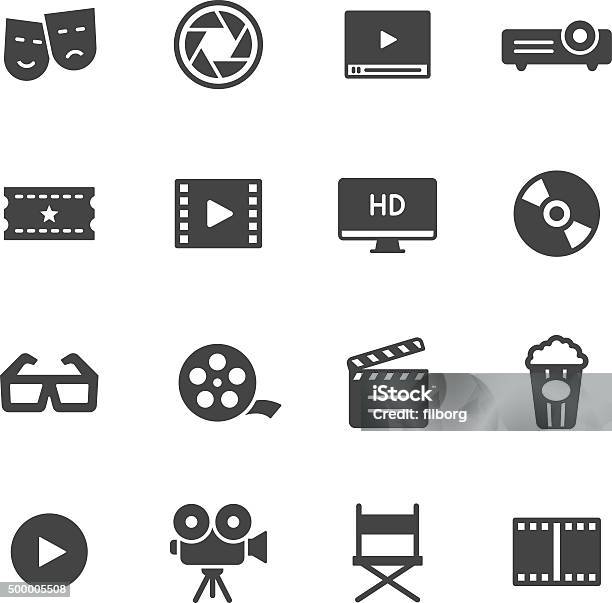Ícones De Cinema - Arte vetorial de stock e mais imagens de Símbolo de ícone - Símbolo de ícone, Filme - Evento de Entretenimento, Cinema