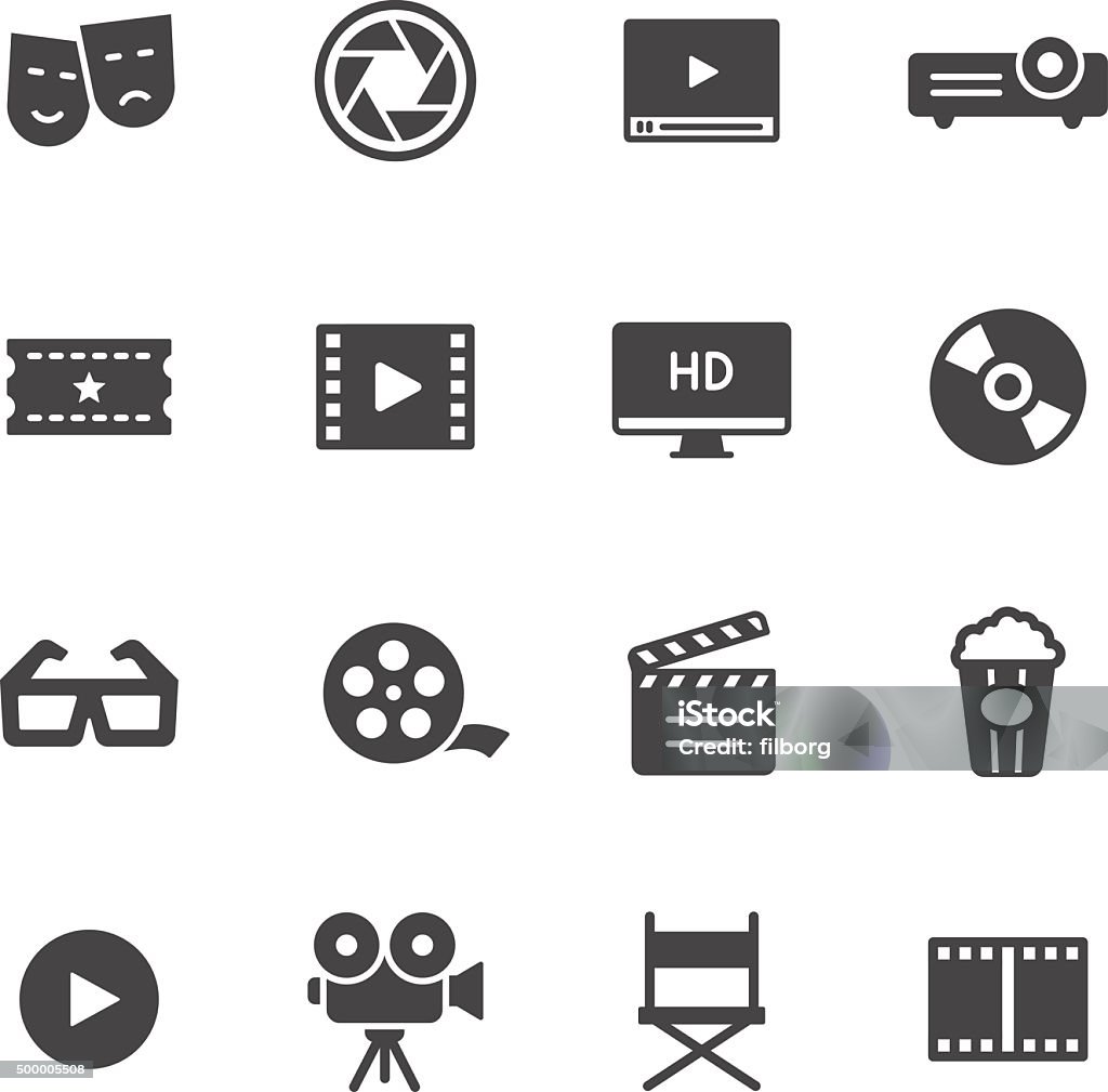 Cinema Icons Movie, film and cinema icons Icon stock vector