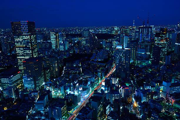 istock Greater Tokyo area dense building cityscape at dusk 500007170