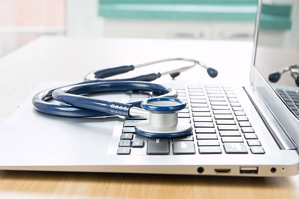 istock Close up stethoscope and laptop 500014572