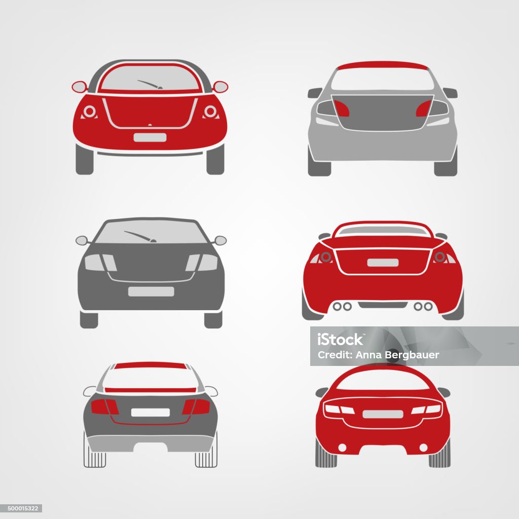 Vector car silhouettes Beautiful vector illustration of car images useful for icon and logotype design on a light background. Back view silhouettes. Transportation automotive concept. Digital pictogram collection Car stock vector