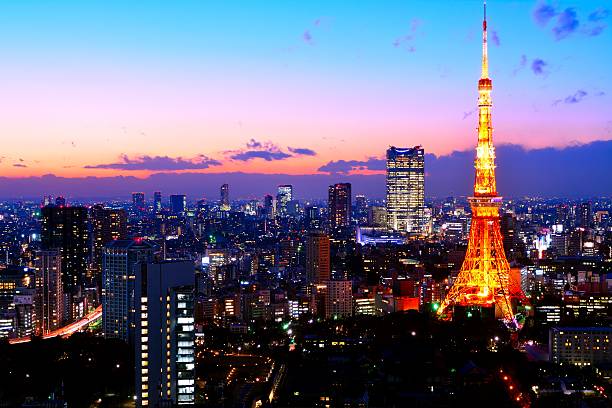 istock Tokyo area dense building nightscape and Tokyo tower 500015482