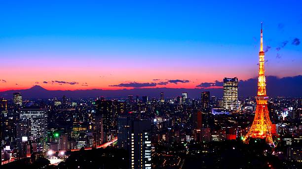 istock Tokyo area dense building nightscape and Tokyo tower 500015538