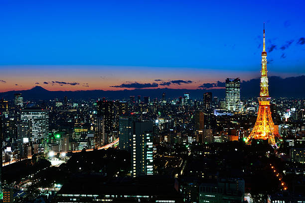 istock Tokyo area dense building nightscape and Tokyo tower 500015638