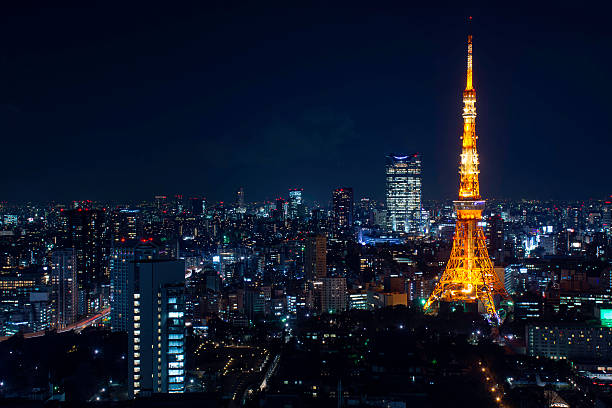 istock Tokyo area dense building nightscape and Tokyo tower 500015902