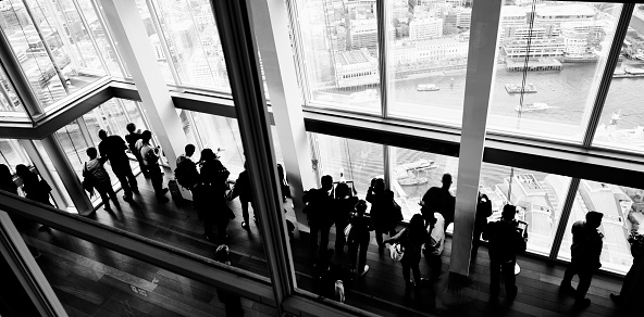 People Looking at View, London - England.  Black And White