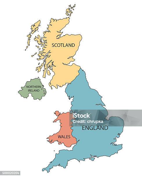 색상화 영국 국가 지도 지도에 대한 스톡 벡터 아트 및 기타 이미지 - 지도, 잉글랜드, 웨일스